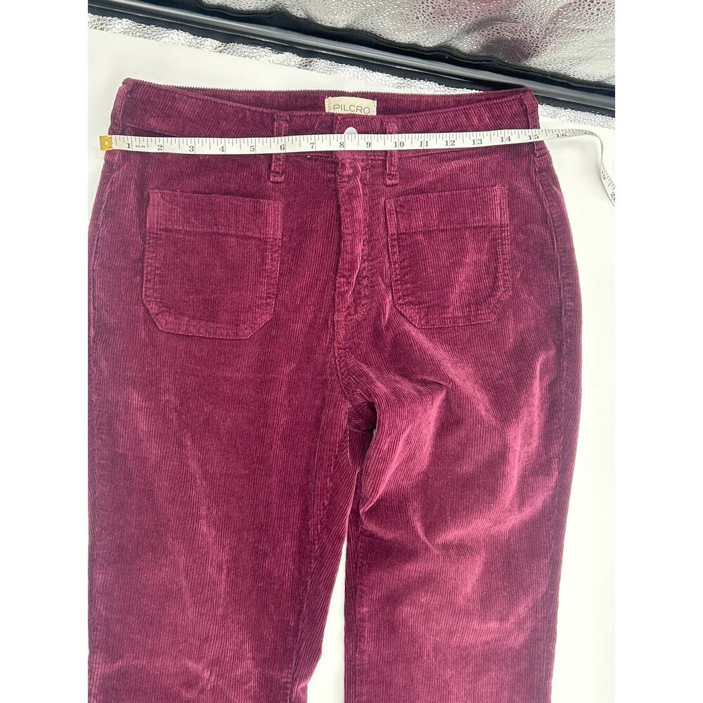 PILCRO Corduroy Flare Pants Burgundy Plum 27 Boho 70s Style Western Fall - Picture 7 of 9